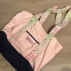 Vineyard Vines Pink and Black Striped Tote
